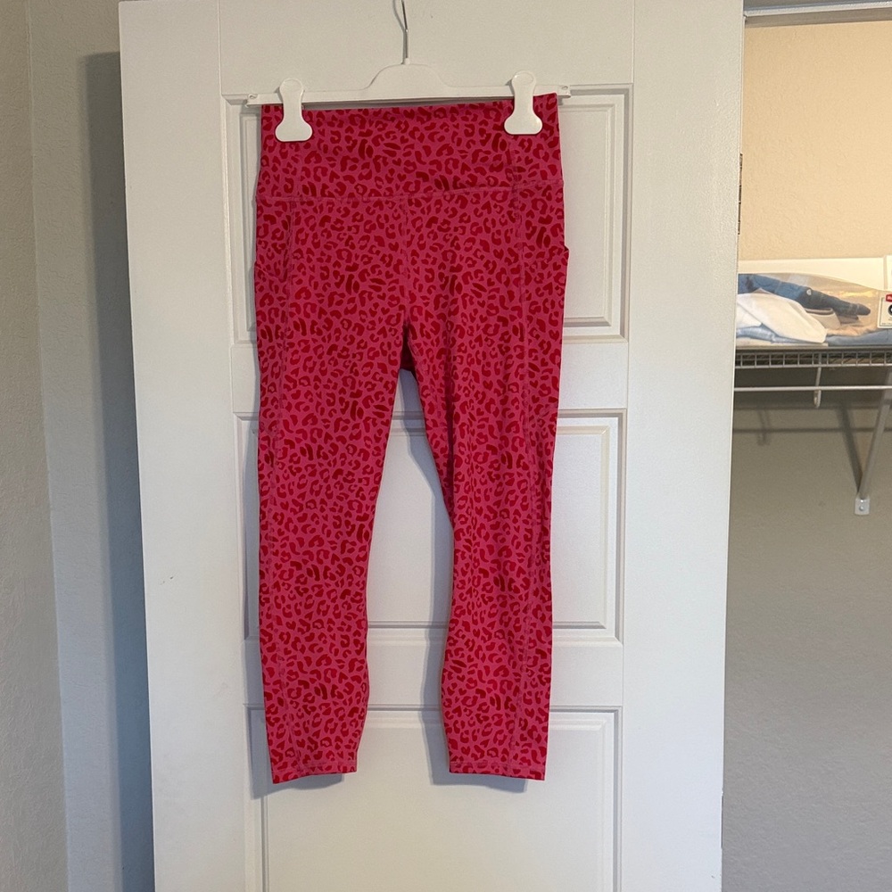Fabletics Women's Pink Leopard Print Leggings